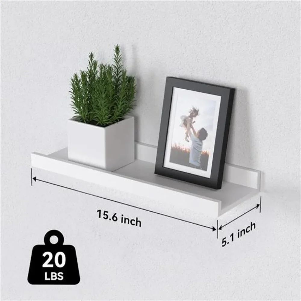 Floating Shelves Set of 6, White Wall Shelves with Lip, Display Shelves